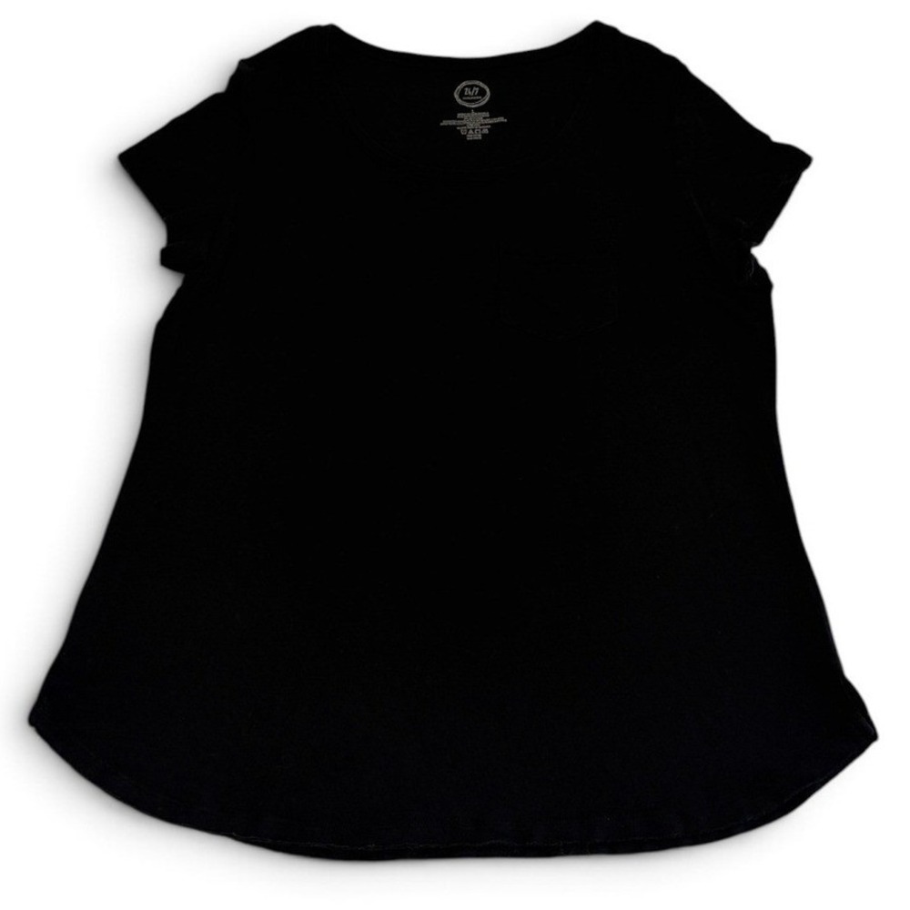 Maurices 24/7 Comfort Short Sleeve Raw Hem Tee Black Large